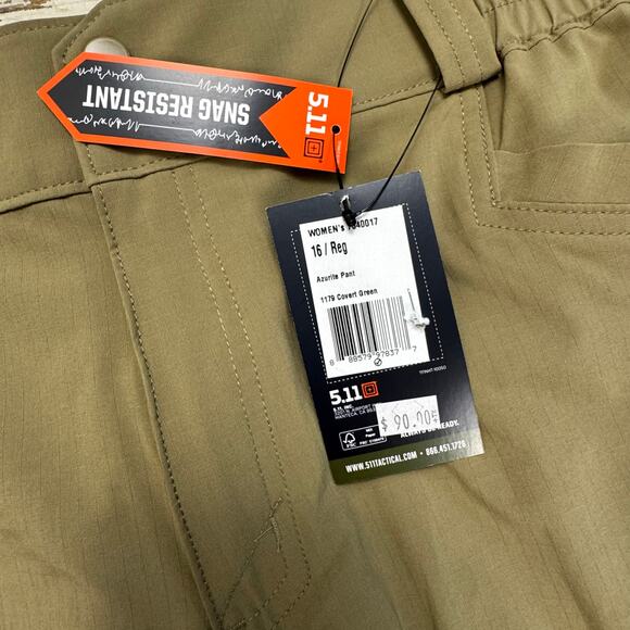 5.11 Tactical Women's Azurite Pants Covert Green Size 16 New with Flaw Cargo - Picture 12 of 14